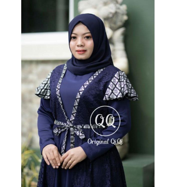 Model Baru.. dress gamis brukat baju couple pasangan gaun pesta muslimah batik couple modern baju pe