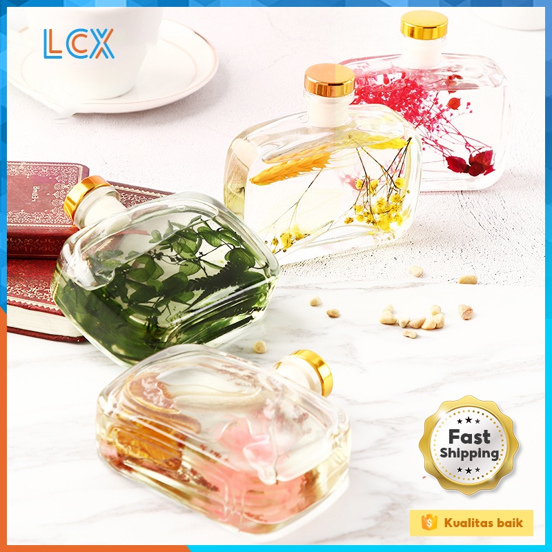 LCX Ruangan Parfum Essential Oil Stick 50ml Clear Vas Premium Reed Diffuser Device Pengharum  + Bunga