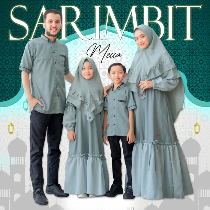 Arra Mecca Setelan Gamis Sarambit Sarimbit Serimbit Busana Muslim Keluarga Family Set Suami Istri Co
