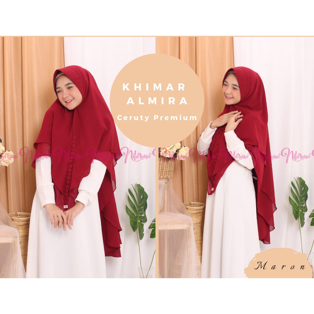 Nilaruna Hijab Instant Syari Khimar Almira Ceruty 2 Layer Premium