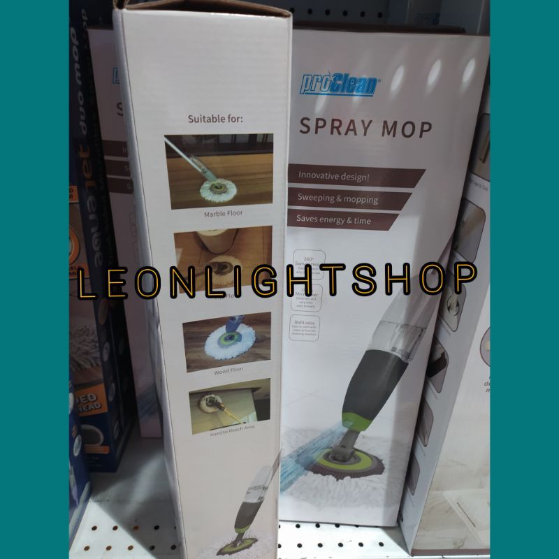 PROCLEAN ALAT PEL KERING BUNDAR DENGAN SPRAY HIJAU/ACE ROUND SPRAY MOP GREY GREEN/ACE ALAT PELLANTAI