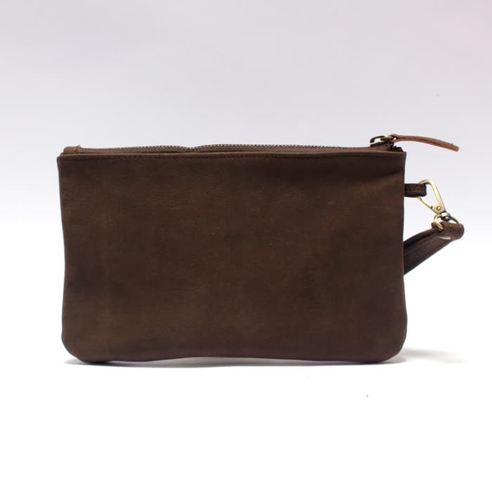 clutch pria wanita kulit asli pouch hand bag tas tangan coklat PHPC634