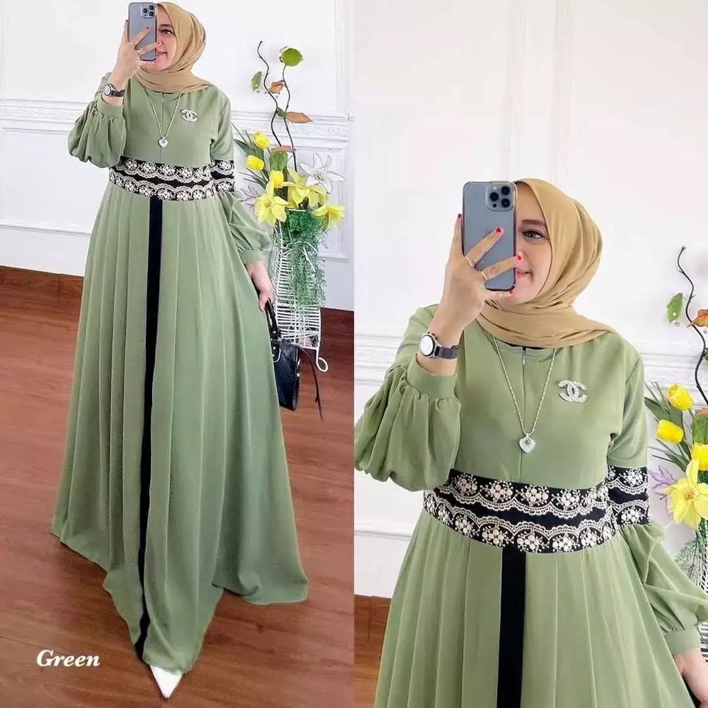 GAMIS TERBARU ALIKA DRESS BAHAN CERUTY BABYDOLL FULL FURING APLIKASI RENDA GAMIS CERUTY WANITA TERBARU 2023 KEKINIAN / MAXY DRESS JUMBO / DRESS CERUTY FASHION MUSLIM