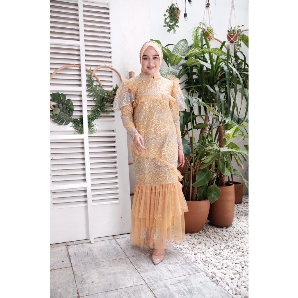 BIG SALE BOMBASTIS.... GAMIS RANI-RANI BROKAT KEKINIAN MODEL TERBARU 2022/ GAMIS PESTA MODEL DUYUNG/