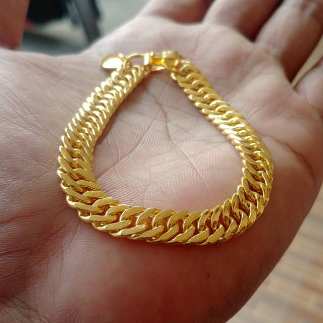 Gelang Rantai Lipan Kecil Lapis Emas Lebar 7mm Shopee Indonesia