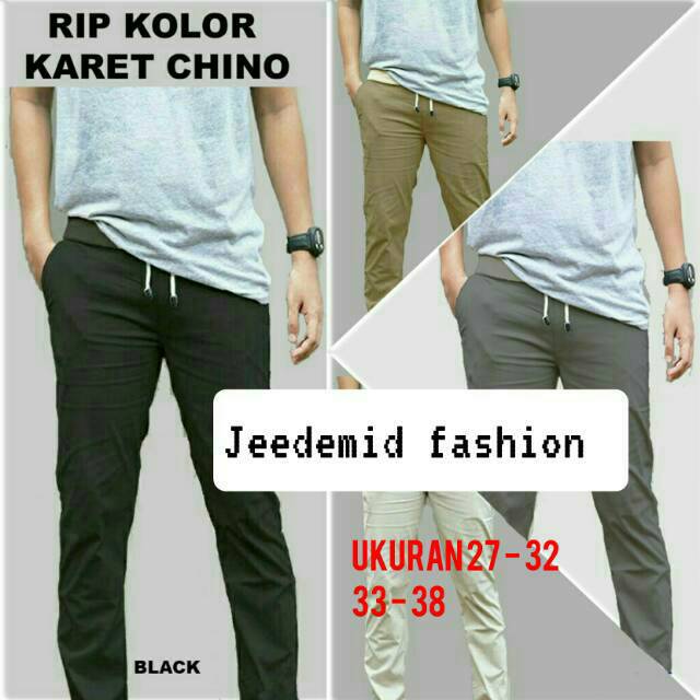 CELANA CHINO RIP PANJANG DEWASA PINGGANG KARET