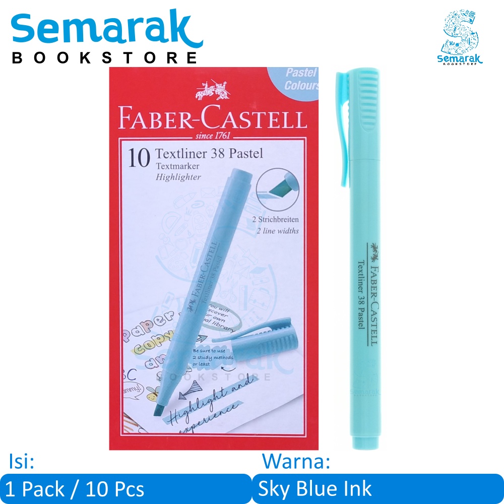 

Faber Castell Textliner 38 Pastel - Sky Blue Ink [1 Pack / 10 Pcs]