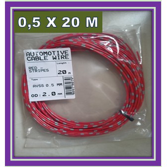 KABEL BINTIK 0,5 MM MERAH / KABEL BODY MOBIL / KABEL 0.5 MM SERABUT TEMBAGA UNTUK MOBIL / MOTOR /KAB