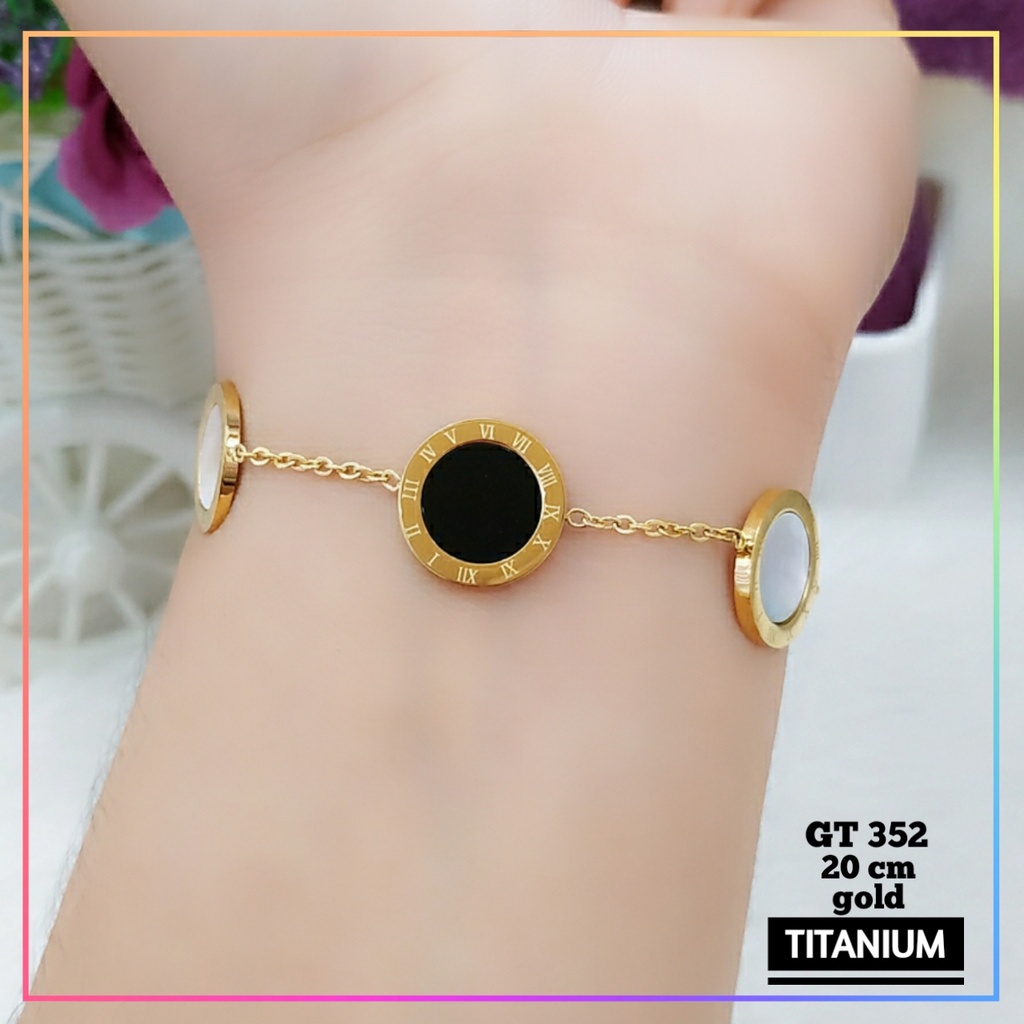 Gelang titanium/stainless steel Gelang Premium Rantai Dewasa Replika Emas Warna Gold Cantik Perhiasan Wanita Anti Karat GT 352
