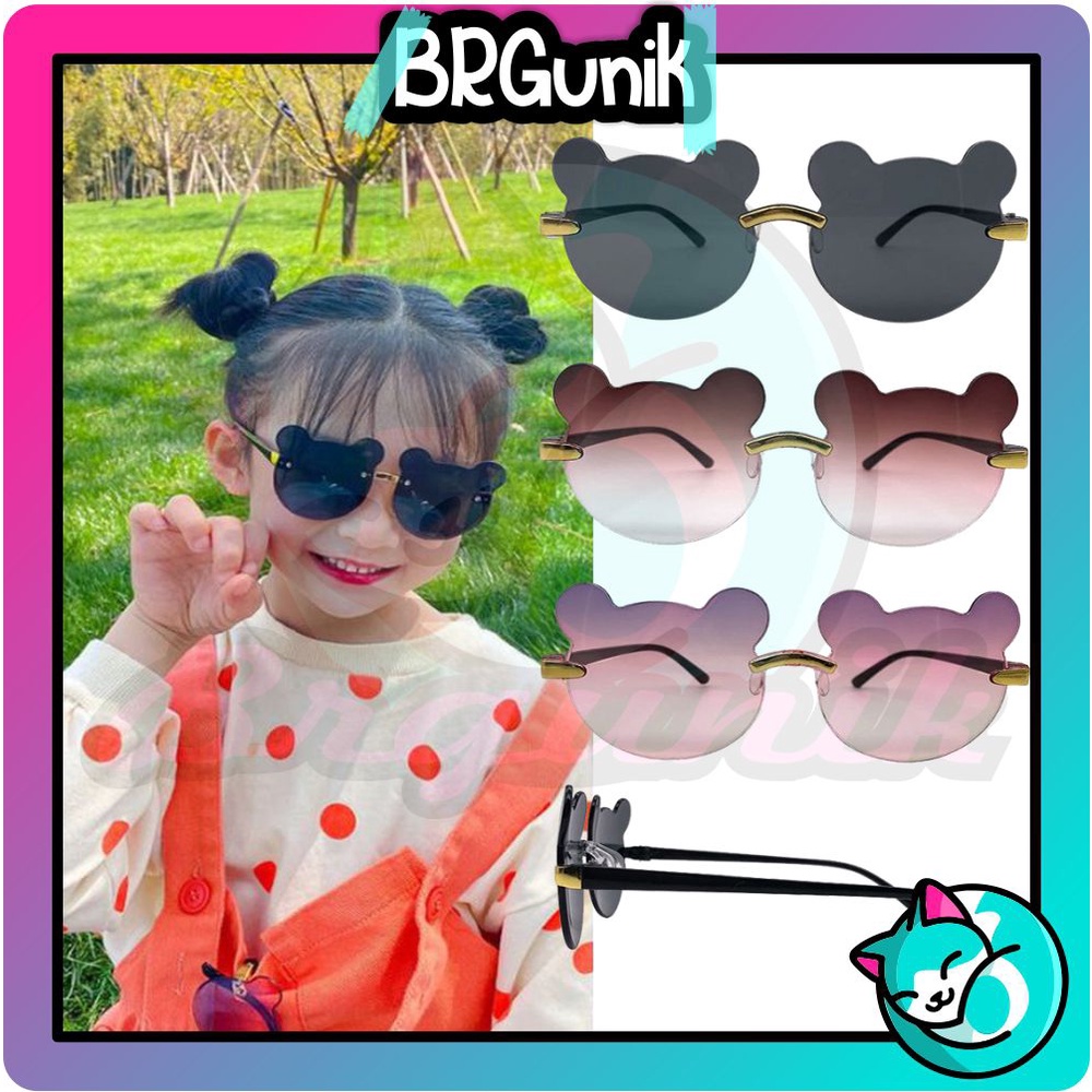 BRGUNIK Kacamata Hitam Anak-Anak Bear Shape Gaya Korea Sunglasses Kids G016