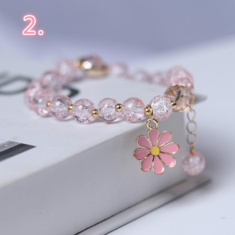 Girl's Crystal Daisy Flower Charm Bracelet for Women Fashion Jewelry Bangles