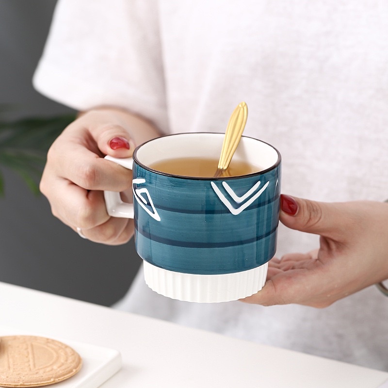 P 103 Cangkir keramik Japan style Gelas Korea lucu unik Handle MUG TERBARU-1