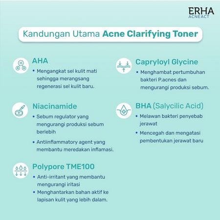 ⭐BAGUS⭐ ERHA Acneact AHA BHA &amp; Niacinamide Clarifying Toner 60mL - Toner Wajah Berjerawat