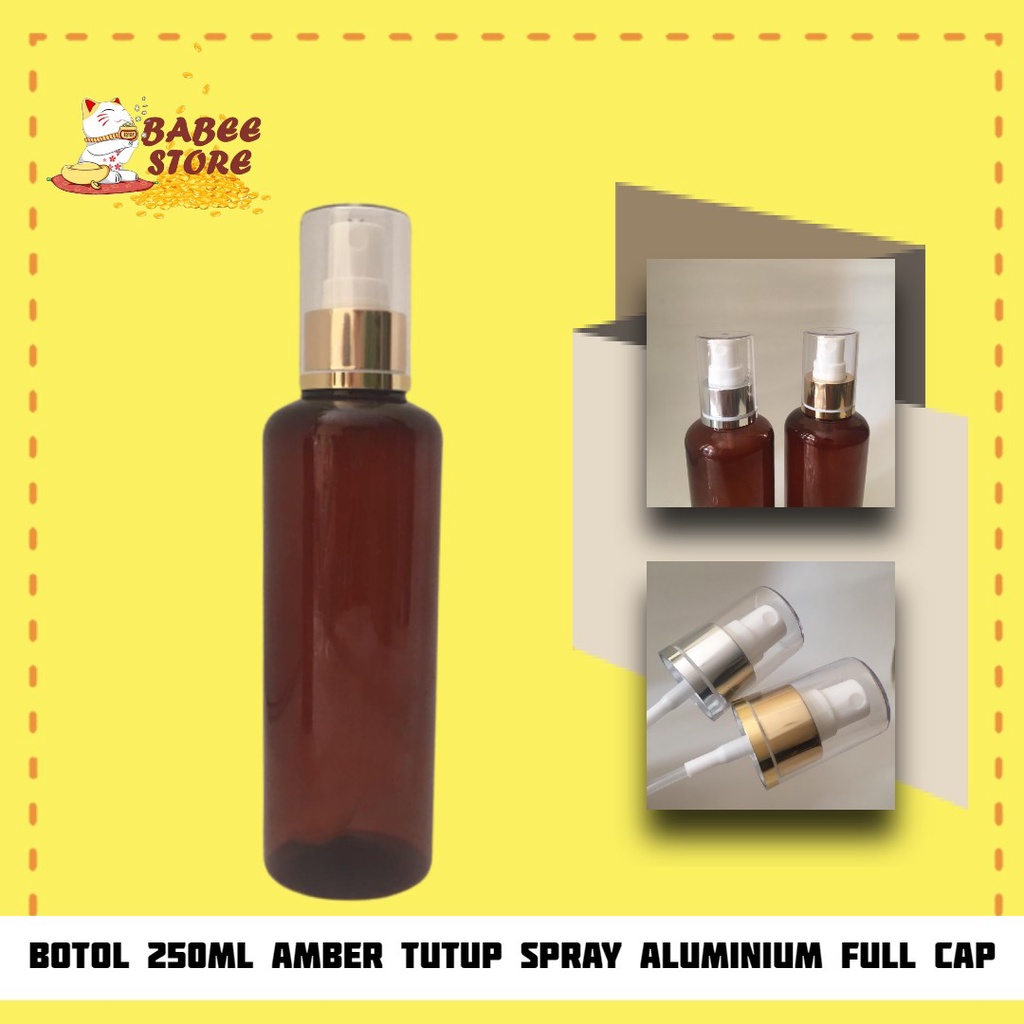 BABEE - BOTOL AMBER 250ML SPRAY GOLD SILVER FULL CAP/ BOTOL SPRAY 250ML AMBER COKLAT