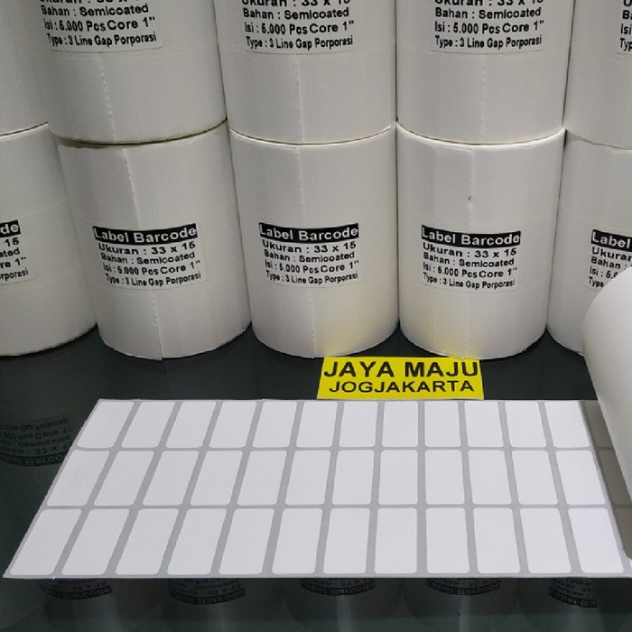 LABEL BARCODE SEMICOATED 33 X 15 3 LINE 33x15 3line GAP PORPORASI ISI 5.000 PCS