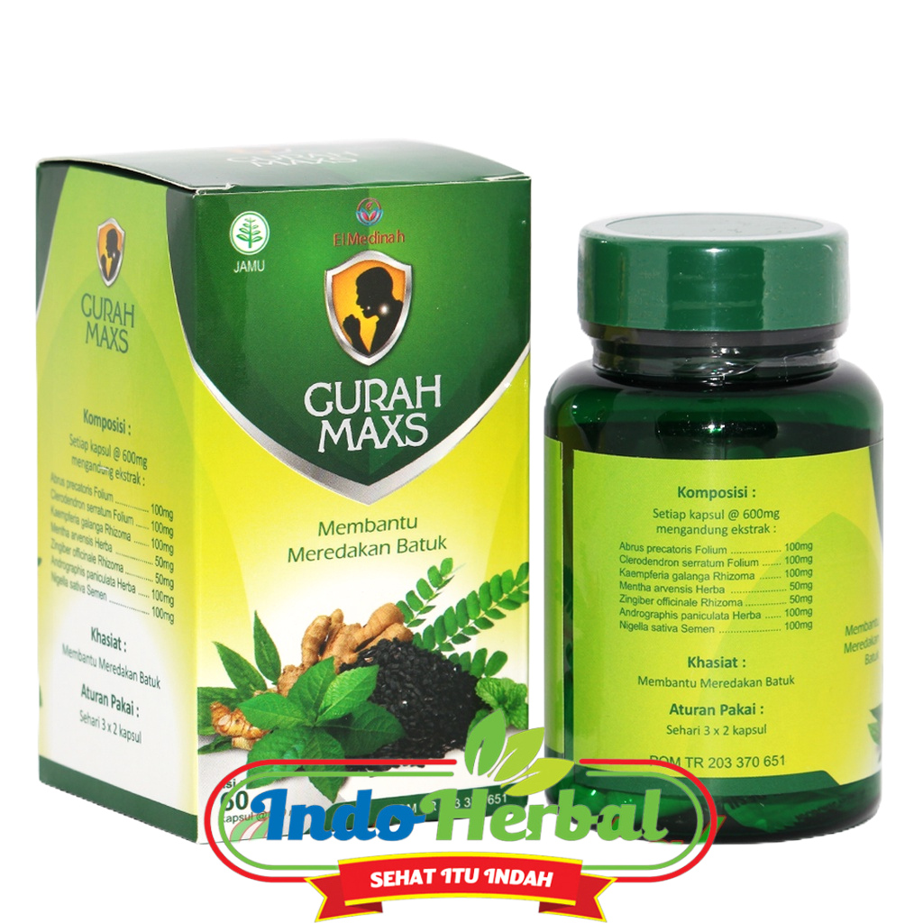 Kapsul Gurah MAXS El Medinah | Herbal Merdakan Batuk isi 60 kapsul