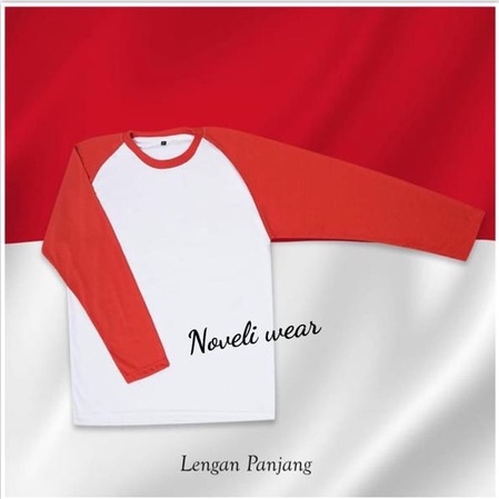 Noveli Wear - Kaos Raglan Seragam Merah Putih Hari KEMERDEKAAN 17 AGUSTUS HUT RI Se INDONESIA