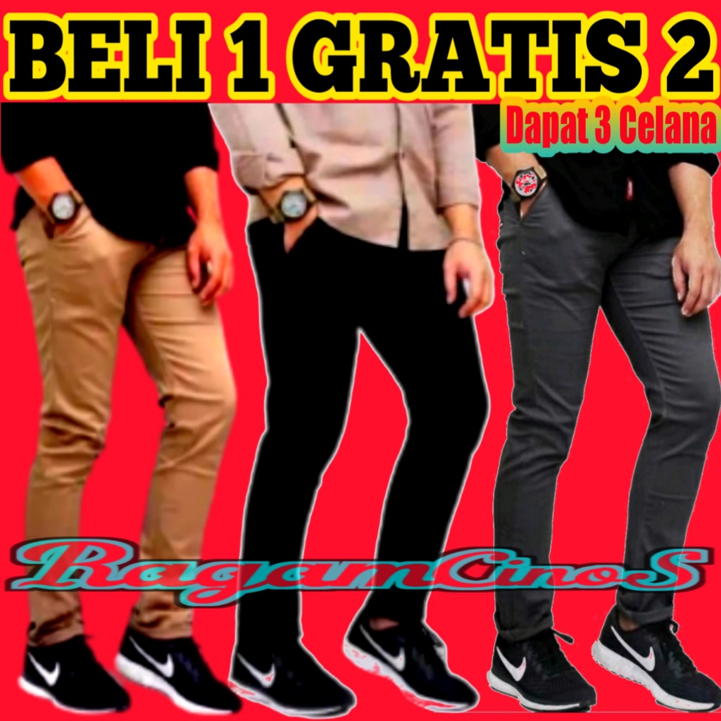 PROMO 1 KALI ORDER DAPAT 3 WARNA CELANA CHINOS PANJANG CELANA KEREN BISA COD