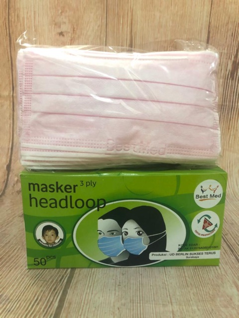 Masker headloop bestmed 3 ply 50 pcs best med