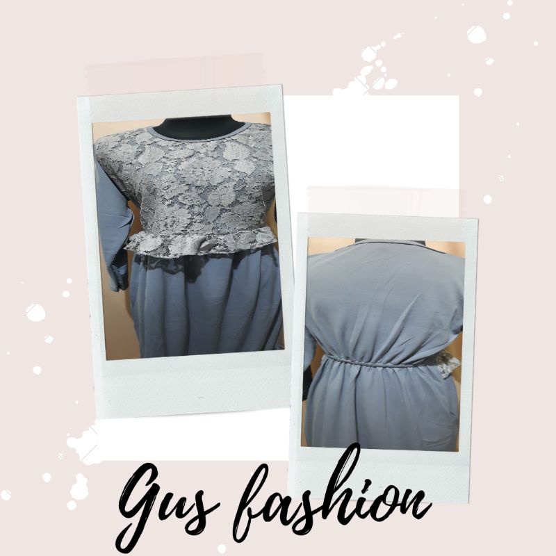 GAMIS MOTIF BUNGA ABU ABU