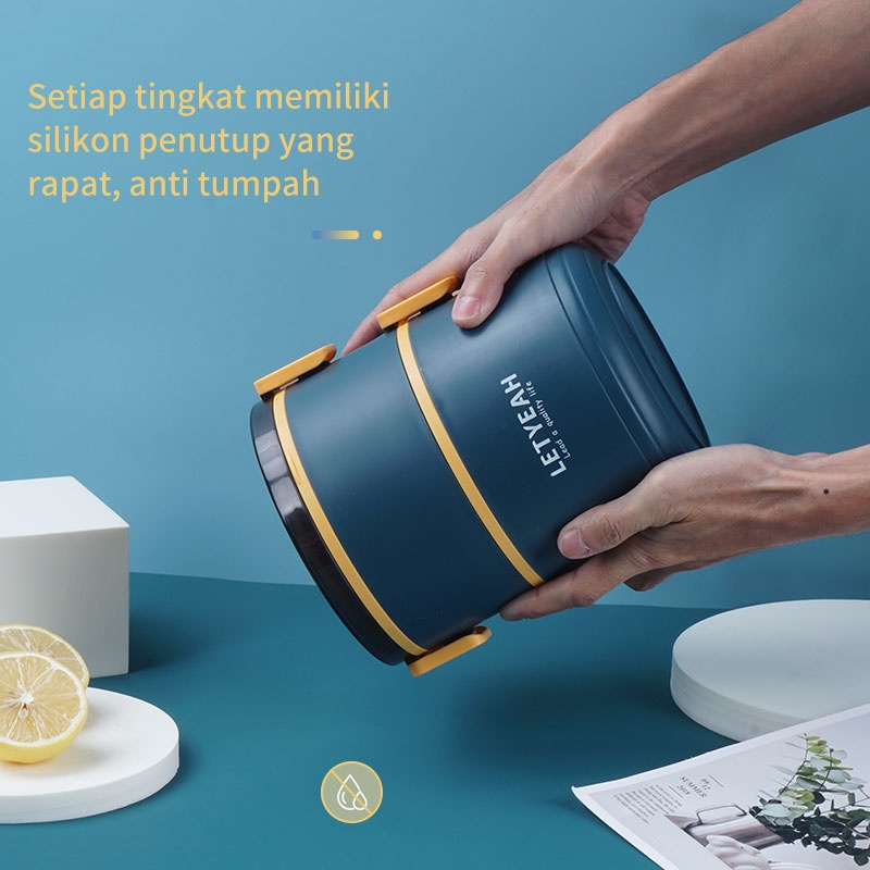 Letyeah &amp; Kaizenliving Lunch box set anti tumpah kotak makan 2 susun kotak makan siang portable