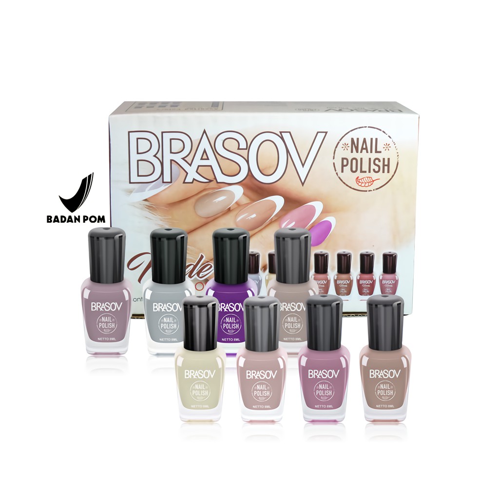 BRASOV Cat Kuku Set 24 PCS Dan 12pcs Nail Polish Assorted Colours Original Kutex Nude Kutek Poles Pewarna Warni