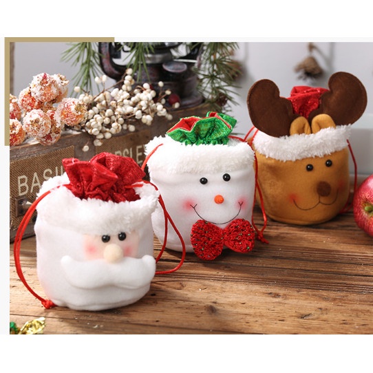 

✨ BISA COD ✨ Tas Motif Natal Goodie Bag Pouch Organizer Christmas gift hadiah