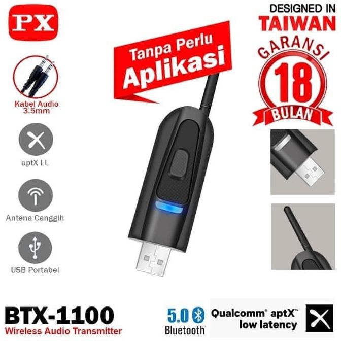 USB Bluetooth Transmitter Audio Tanpa Driver 5.0 HD stereo PX BTX-1100 AP202