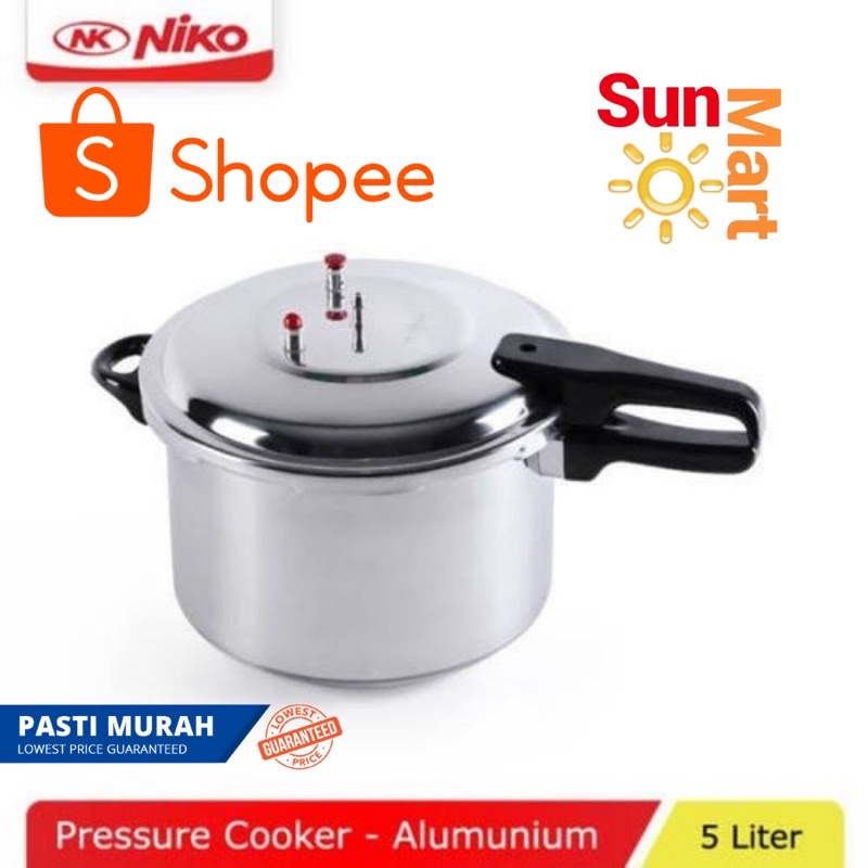 Niko Panci Presto Bahan Aluminium 5 liter / Alloy Pressure Cooker Niko 5 Liter