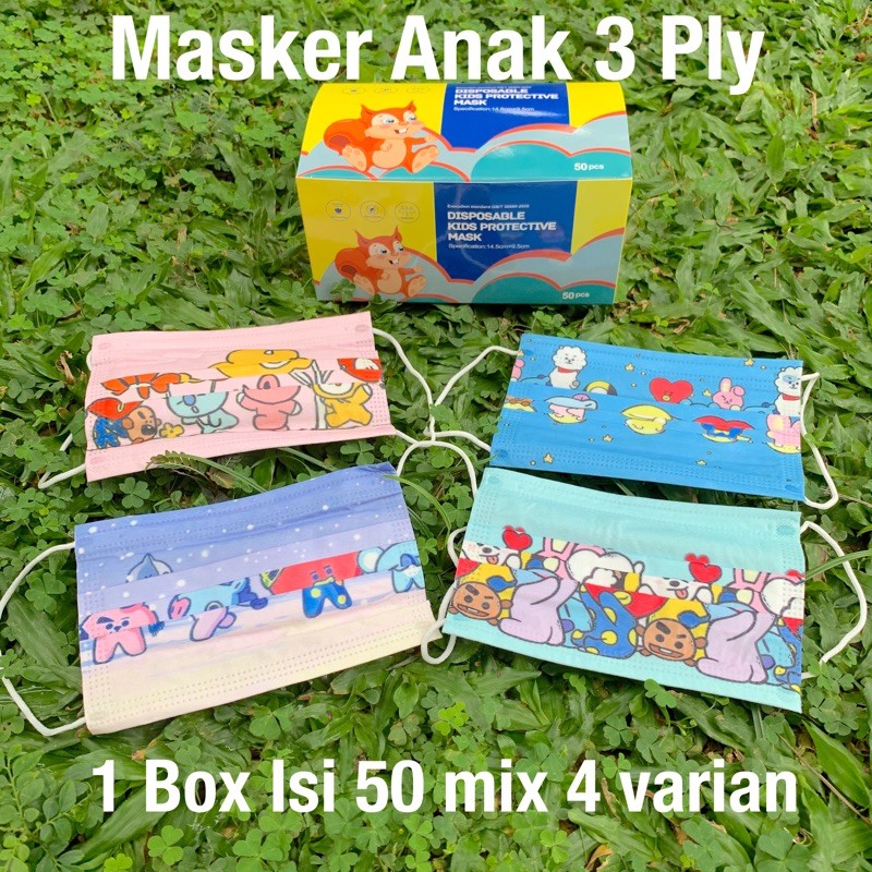 Masker Anak BTS 3 ply Isi 50 lembar