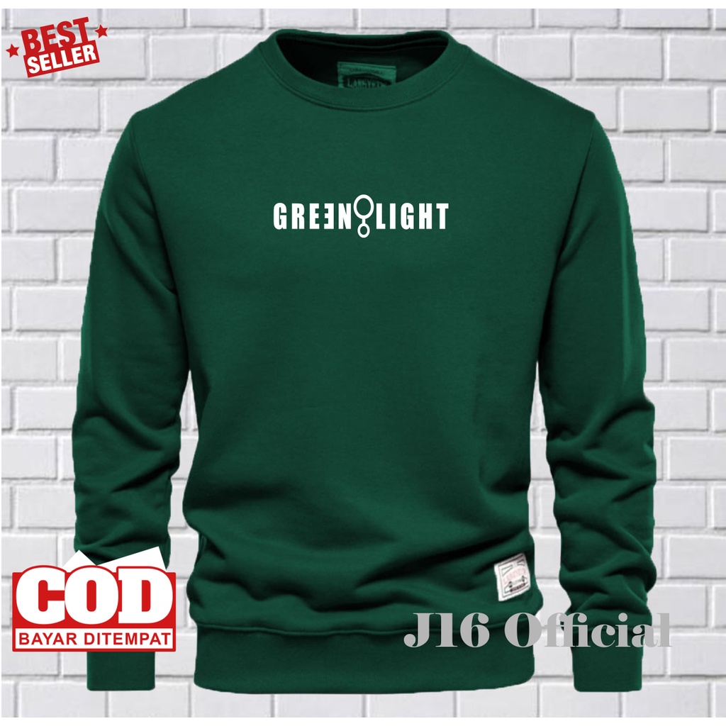 GREENLIGHT Crewneck Sweater Oblong Pria Wanita Bahan Fleece Tebal