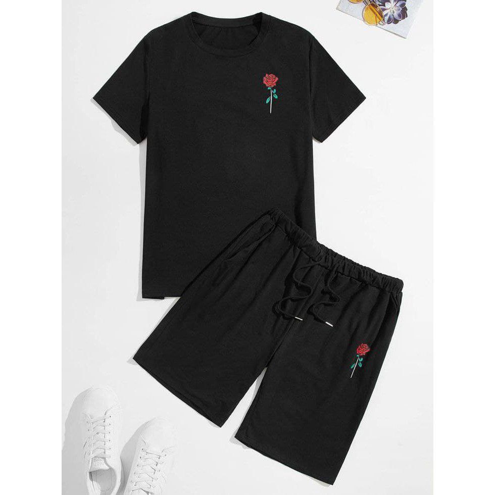 Clothing May - 1 Set Mawar Rose One Set 1 Set One Set Oneset Satu Pasang Satu Setel Fashion Sepasang Kaos Koas Set Boxer Distro Kekinin T Shirt Tshirt T-Shirt Premium Murah Unisex Sablon Dtf Murah Celana Pria Pendek Tali Kolor Bokser