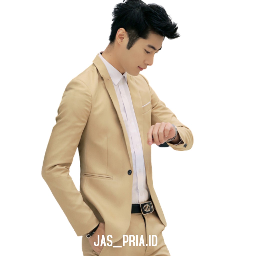 JAS PRIA BLAZER PRIA JAS FORMAL PRIA JAS NIKAH JAS BLAZER PRIA BLEZER PRIA JAS PRIA SLIMFIT-CREAM