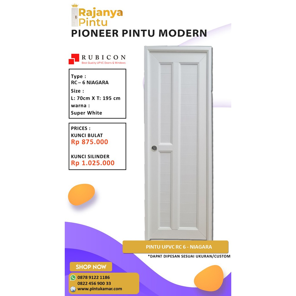 Pintu Upvc Rubicon Niagara - Kunci Silinder, Engsel Kiri Custom