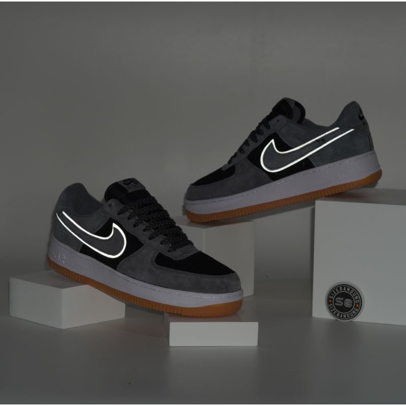 Sepatu SNike Air Force 1 Low Dark Wolf Grey Reflective