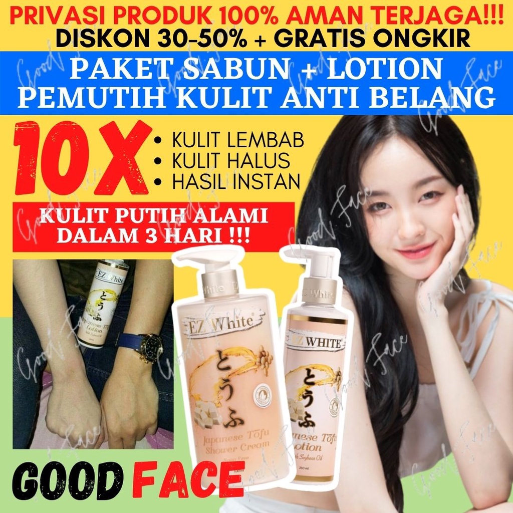 SABUN PEMUTIH BADAN PERMANEN PAKET EZ WHITE TOFU PAKET SHOWER N LOTION BODY WHITENING PEMUTIH KULIT PERAWATAN TUBUH