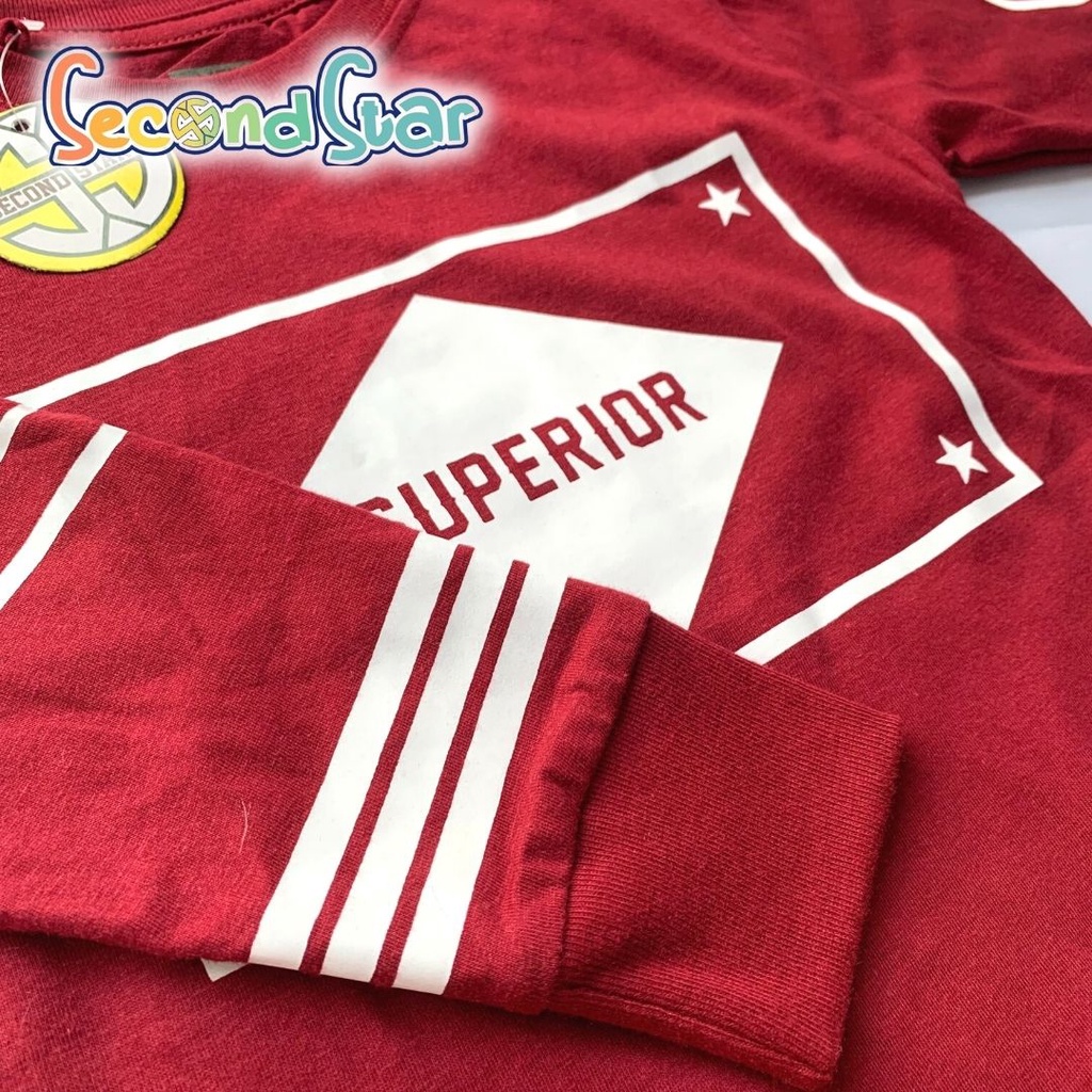 Secondstar baju anak laki laki perempuan unisex Kaos oblong lengan panjang warna marun maroon 1-8 tahun