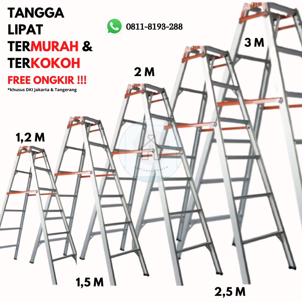 Jual Tangga Lipat Aluminium Meter Bahan Tebal Kokoh Kualitas Terjamin Shopee Indonesia