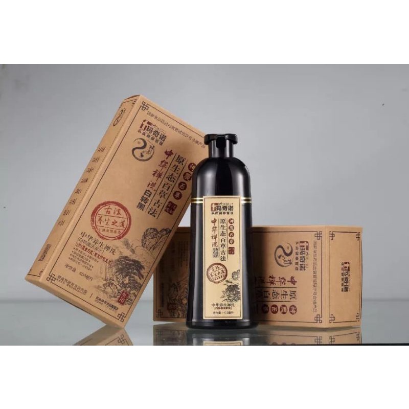 (MOKERU) SHAMPOO pewarna Rambut Hitam alami | Natural black hair color 500ML