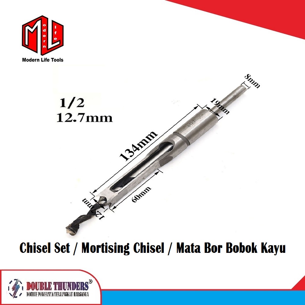 Mata bor bobok kayu 3/8 inch &amp; 1/2 inch / Chisel Set / Mortising Chisel DT