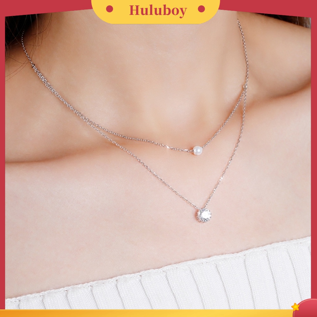 Hu Hu Hu Hu Hu Alat Bantu Pasang Kacamata♡ Kalung Choker Rantai Mutiara Berlian Imitasi Model Double Layer Untuk Wanita