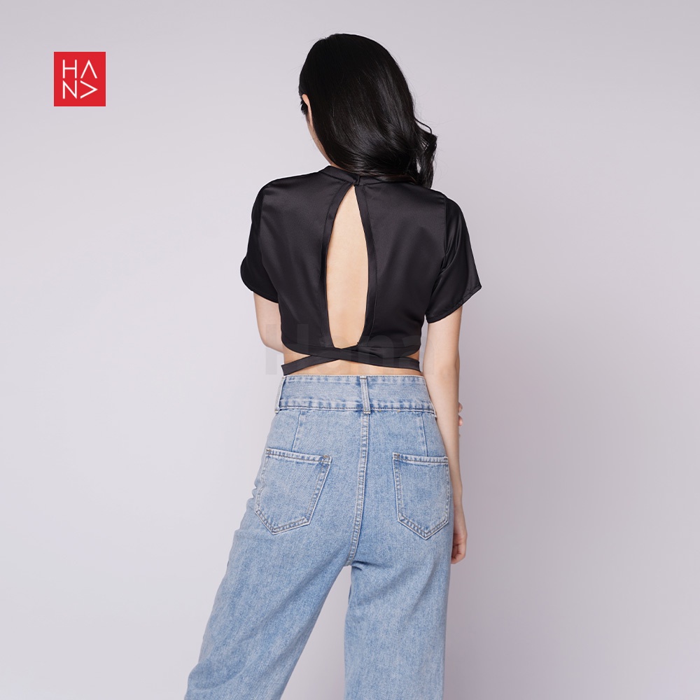 HanaFashion JKT - Ester Backless Satin Crop Top Wanita - CT156