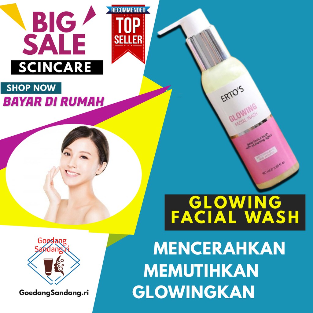 Scincare Pemutih Wajah Glowing Facial Wash Ertos Skinker Sabun Pembersih Muka Kinclong Bpom