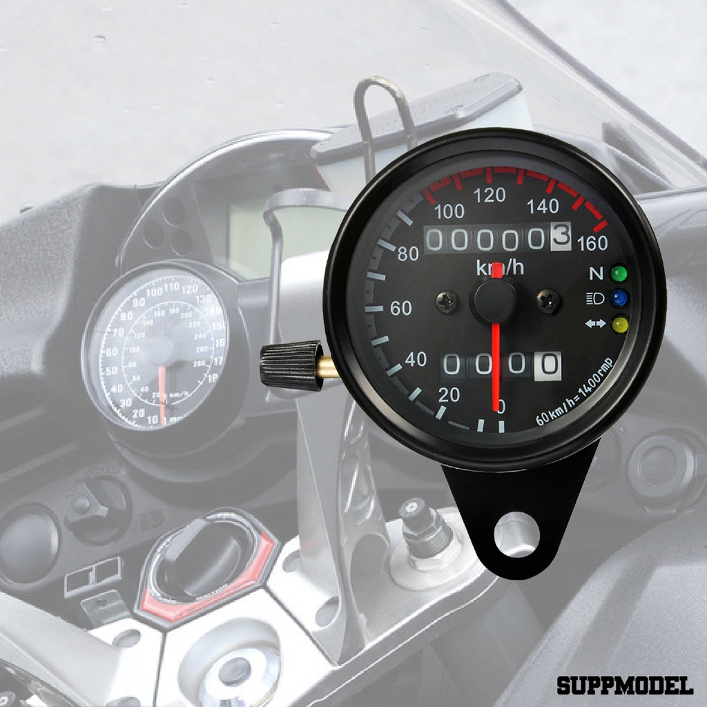 SPM Speedometer Rounded 12V Dual Speed Meter Motorcycle Speedometer Odometer for 12V Motorcycle