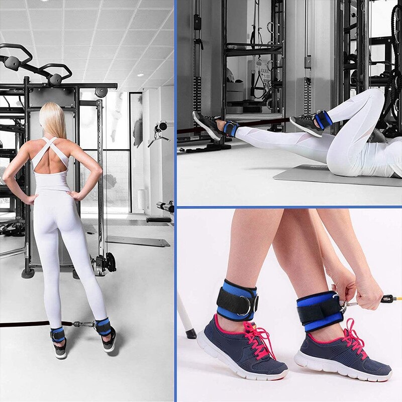 STRAP ANKLE PERGELANGAN PENYANGGA KAKI LATIHAN BEBAN GYM FITNES D-RING PULL ANKLE STRAP SUPPORT