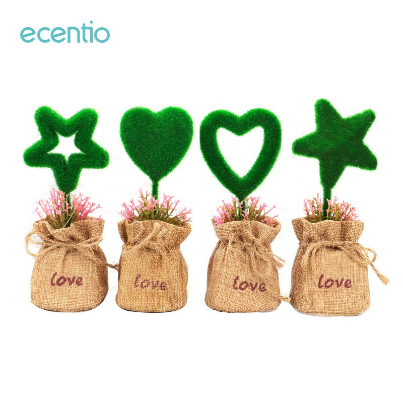 

Ecentio 4PCS Bunga plastik Tanaman Pot Buatan Dekorasi Rumah DIY Kerajinan Bunga Palsu Simulasi
