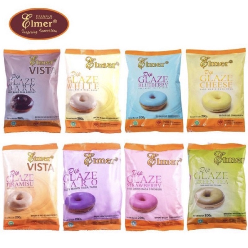 ELMER DIP GLAZE 200 GR-TOPING DONAT,ROTI &amp; CAKE.