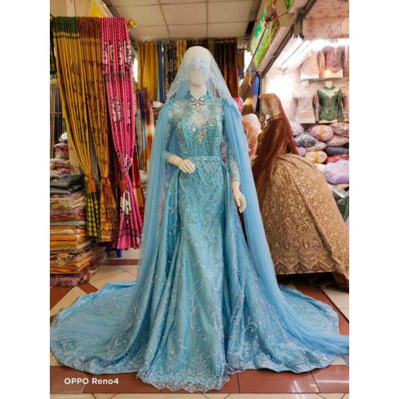 GAUN TILE AKAR TRIDI FULL PAYET BEREKOR MEWAH//GAUN WEDDING MEWAH//GAUN