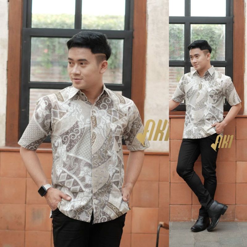 [TERBARU] Batik Pria Lengan Pendek premium BATIK BERKAH HRB026 motif KERATONAN Kode 002 size M L XL