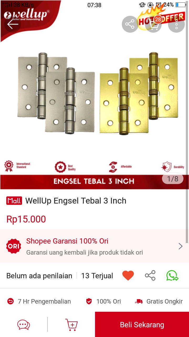 Wellup Engsel Tebal 3 Inch